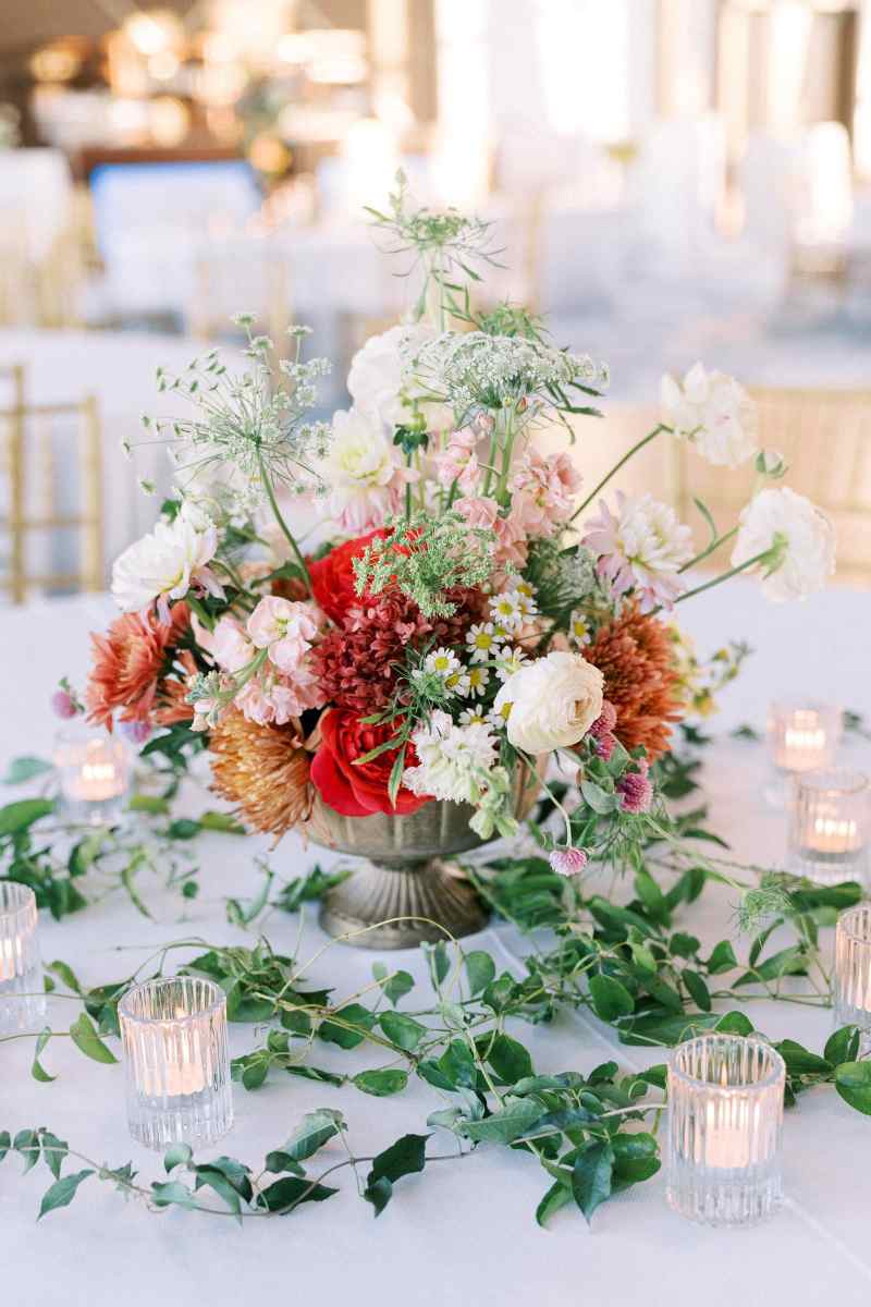 Organically arranged wildflower centerpiece