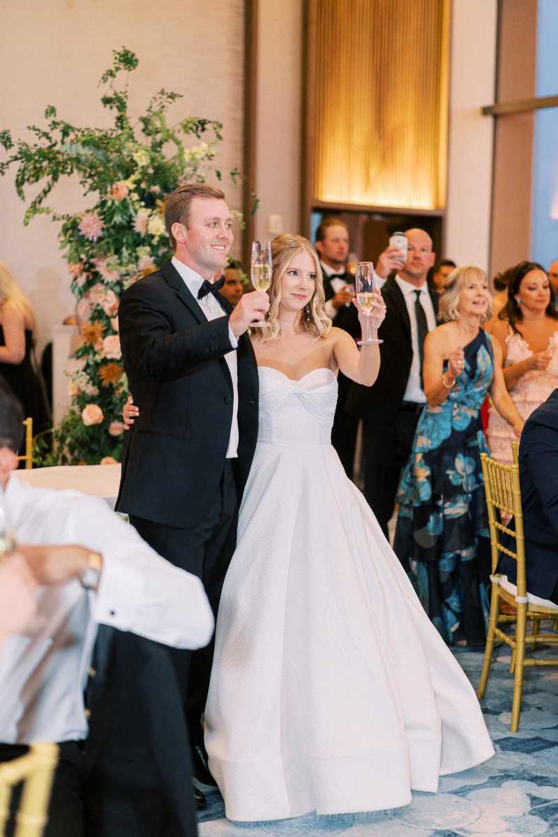 Bride and groom celebrating during their reception