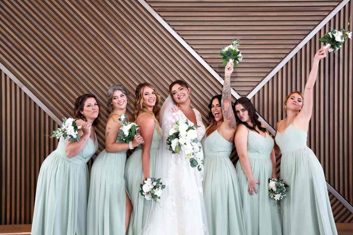 Bride and her bridesmaids