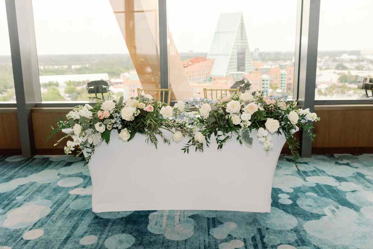 Sweet heart table covered in floral