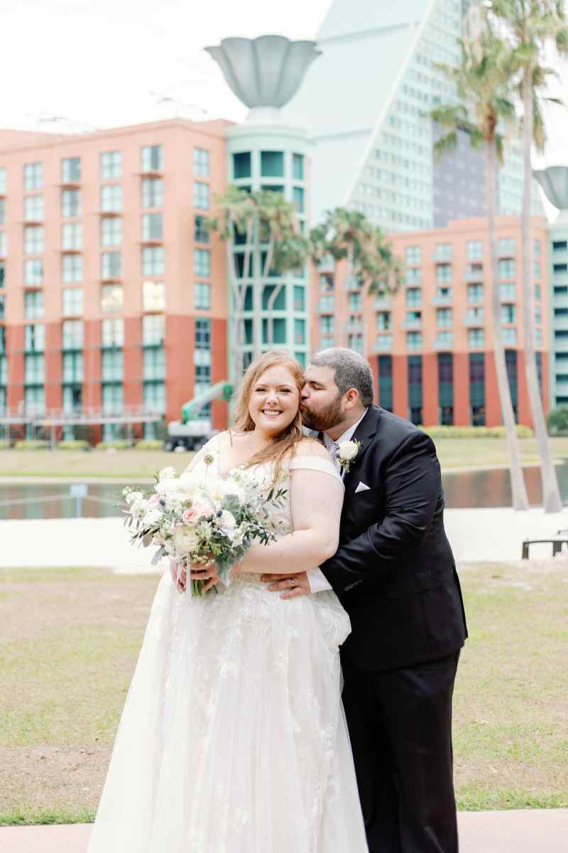 Bride and groom portraits around the WDW Swan and Dolphin Resort