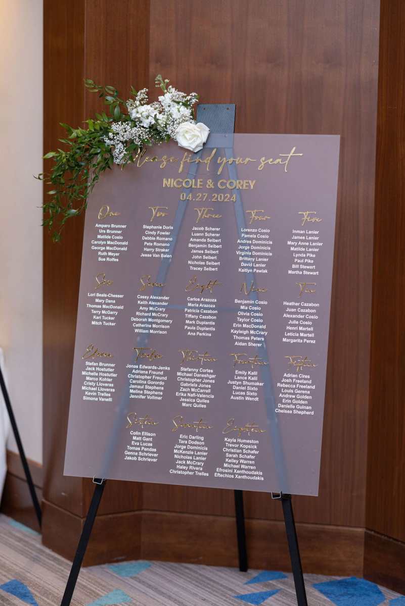 Acrylic seating chart