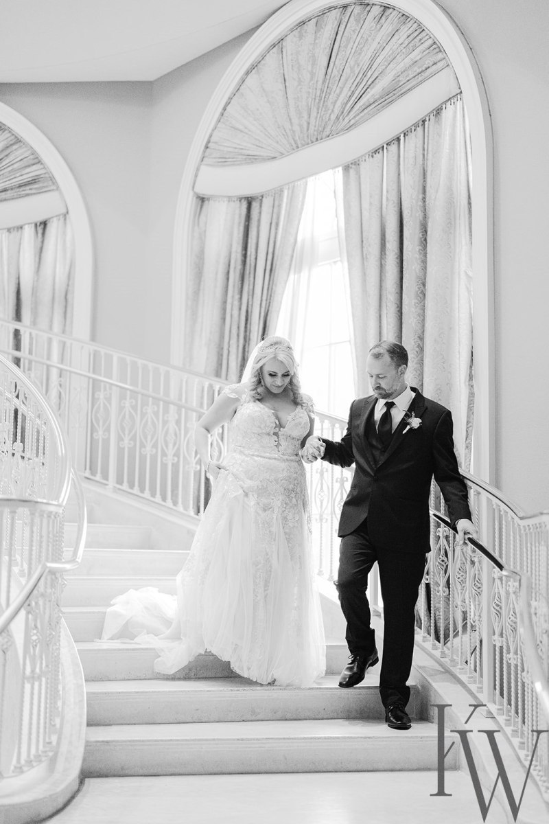 Bride and groom portraits around the Loews Portofino Bay Hotel