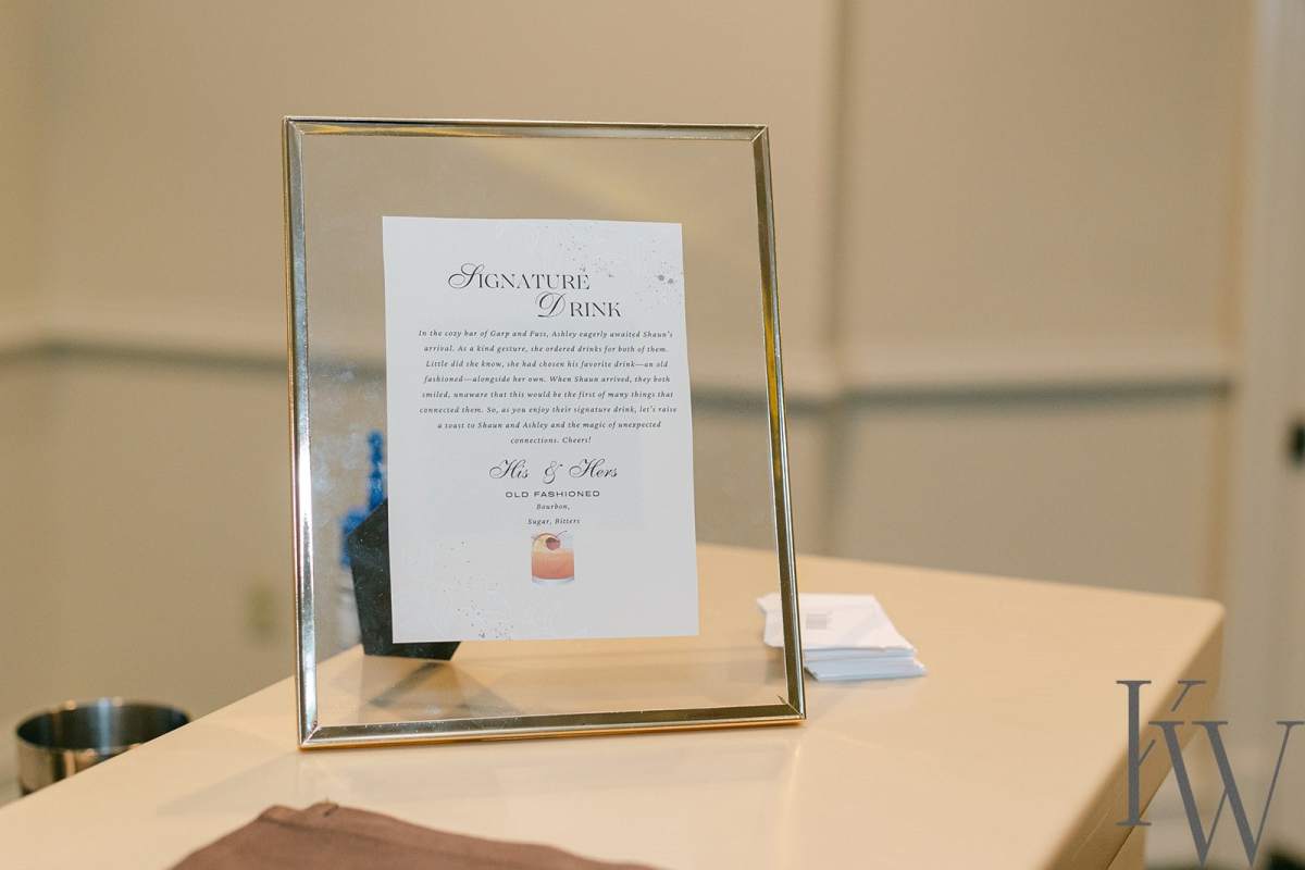 Signature drink sign for reception bar