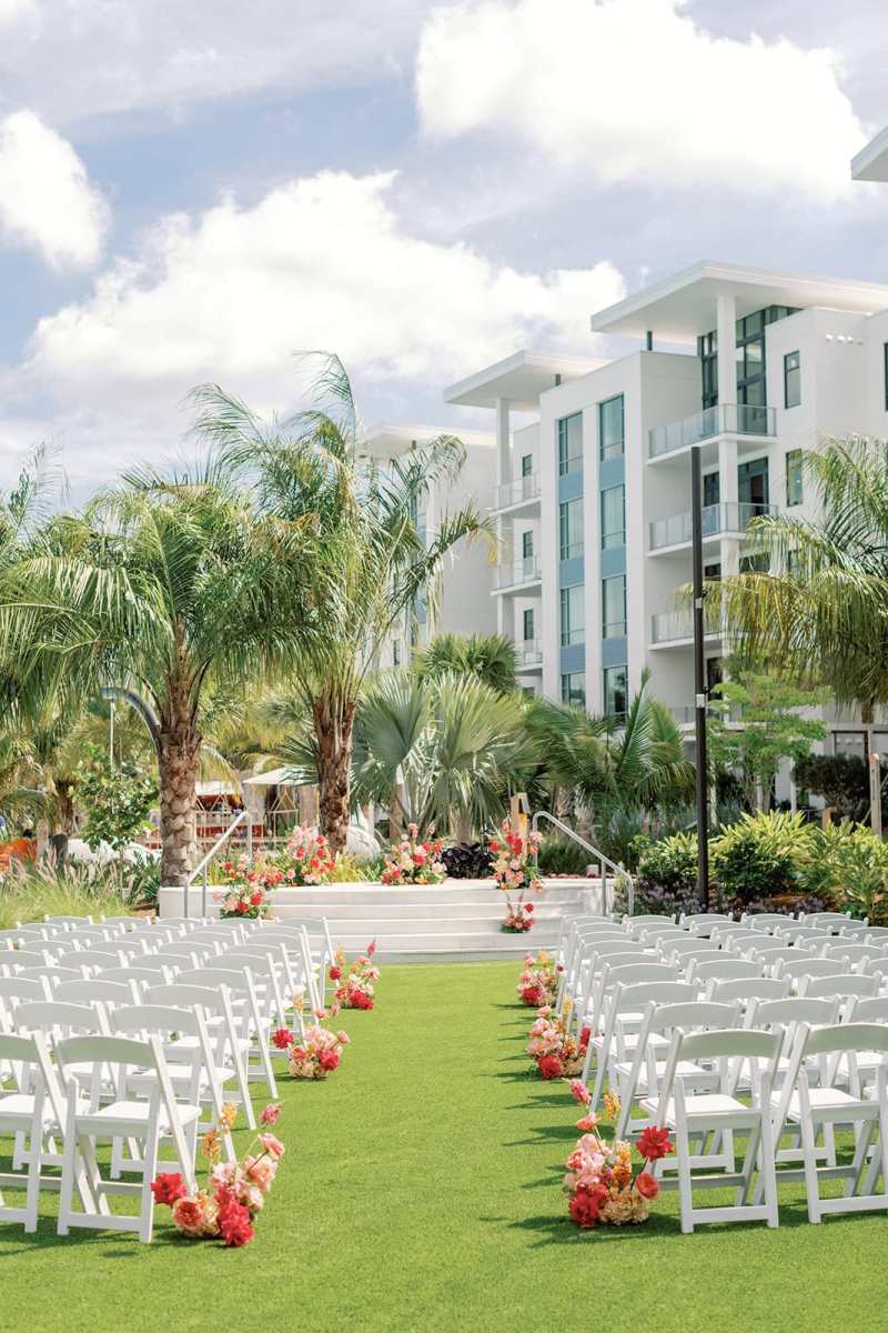 Outdoor ceremony on Evermore Orlando Resort's Boathouse Lawn