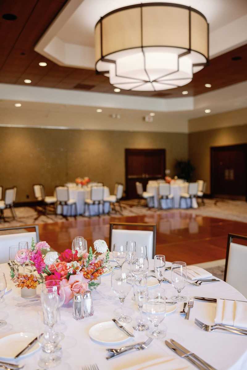 Indoor reception in the Evermore Orlando Resort's St. Andrews Ballroom