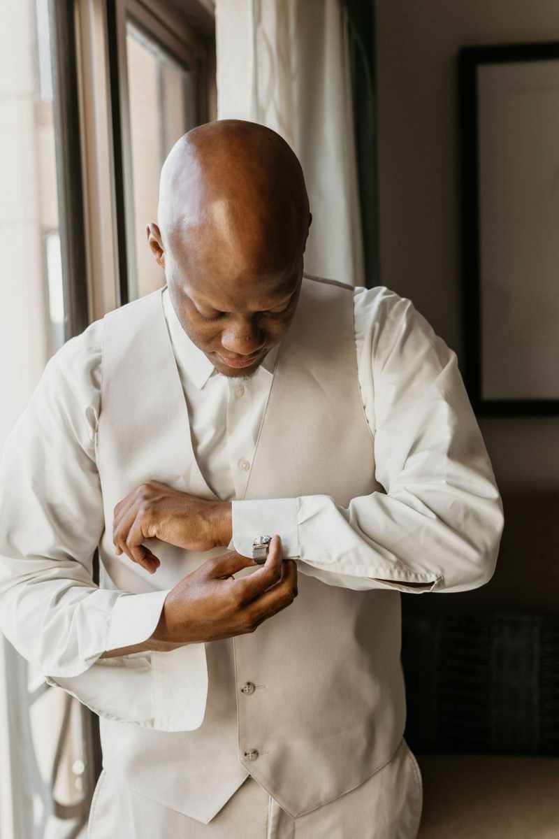 Groom getting ready for the wedding