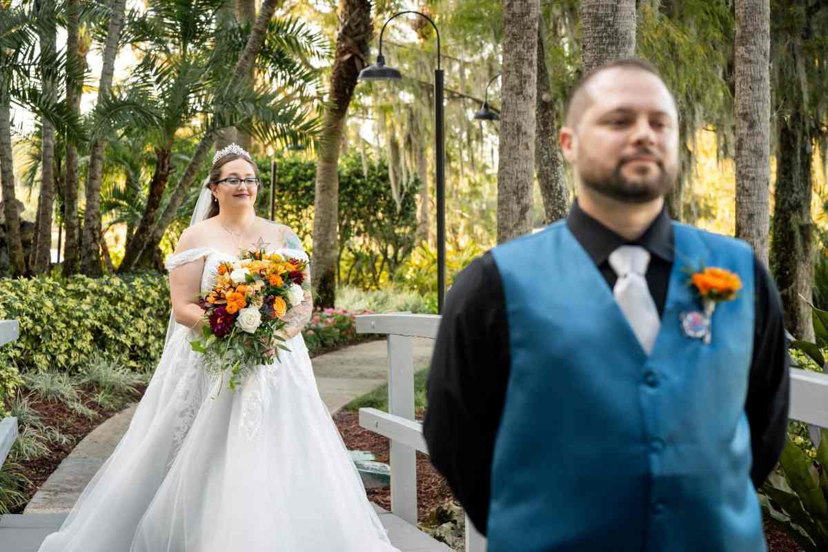 Bride and groom's first look | Hyatt Regency Grand Cypress