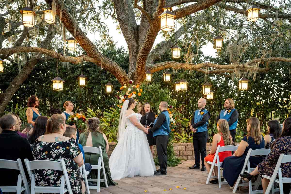Wedding ceremony on the Hyatt Regency Grand Cypress' Oak Terrace
