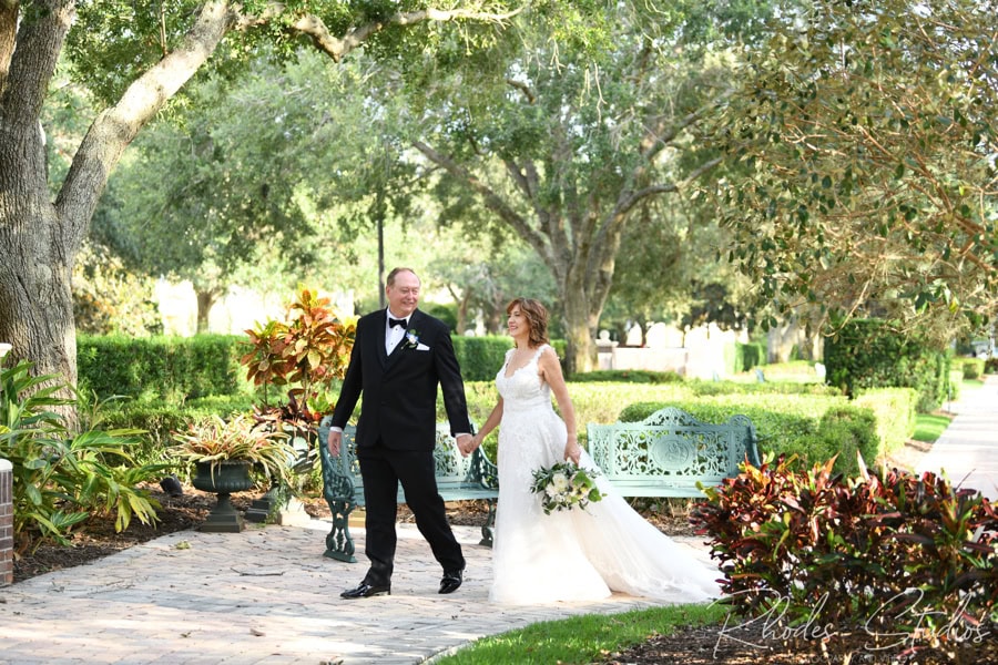 Bride and groom portraits around Reunion Resort