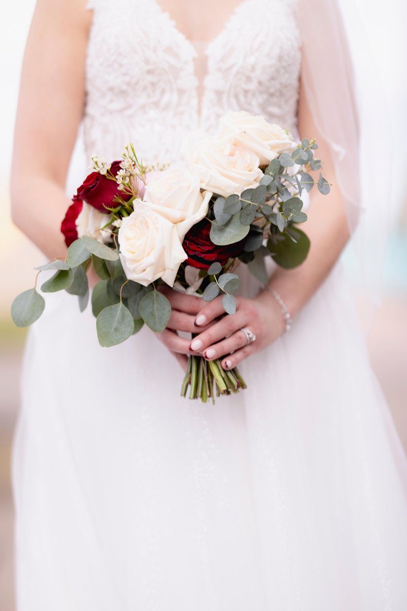 Ivory and burgundy bridal bouquet