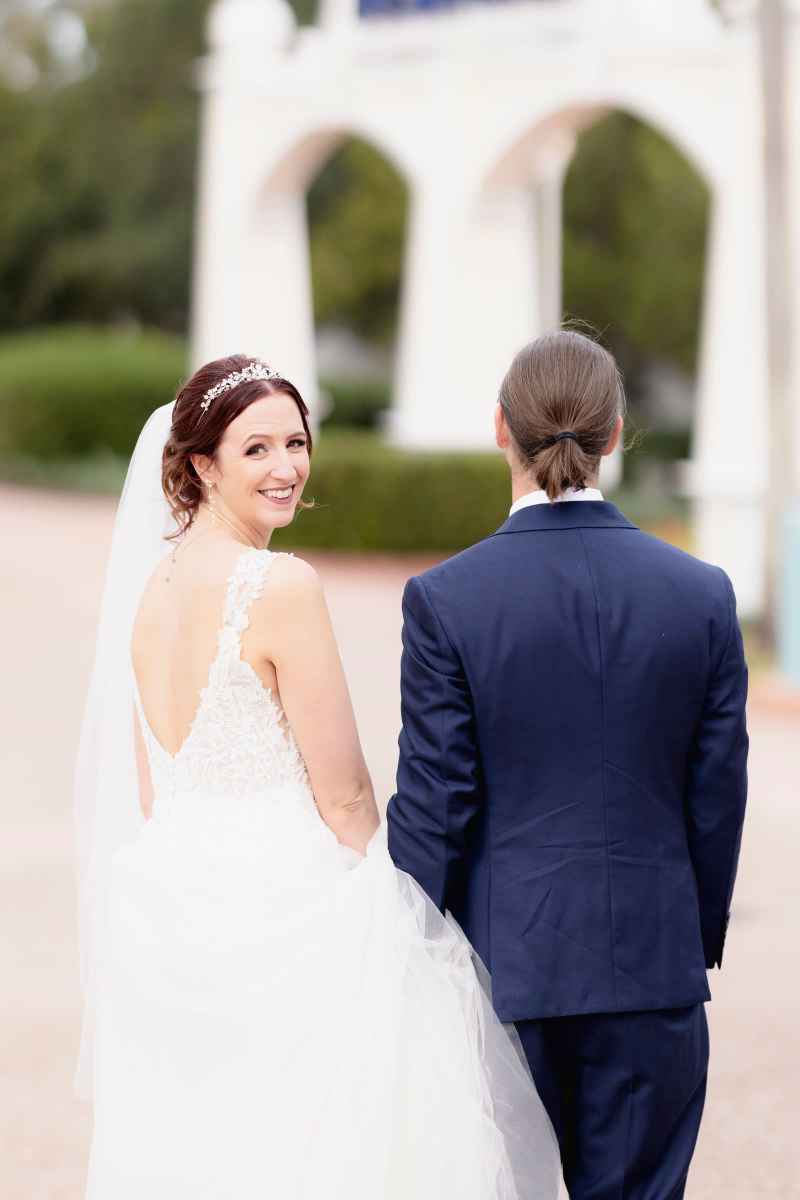 Bride and groom portraits around the WDW Swan and Dolphin Resort