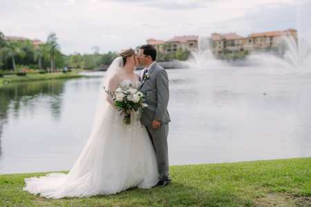 Bride and groom portraits around the Wyndham Grand Orlando Resort Bonnet Creek