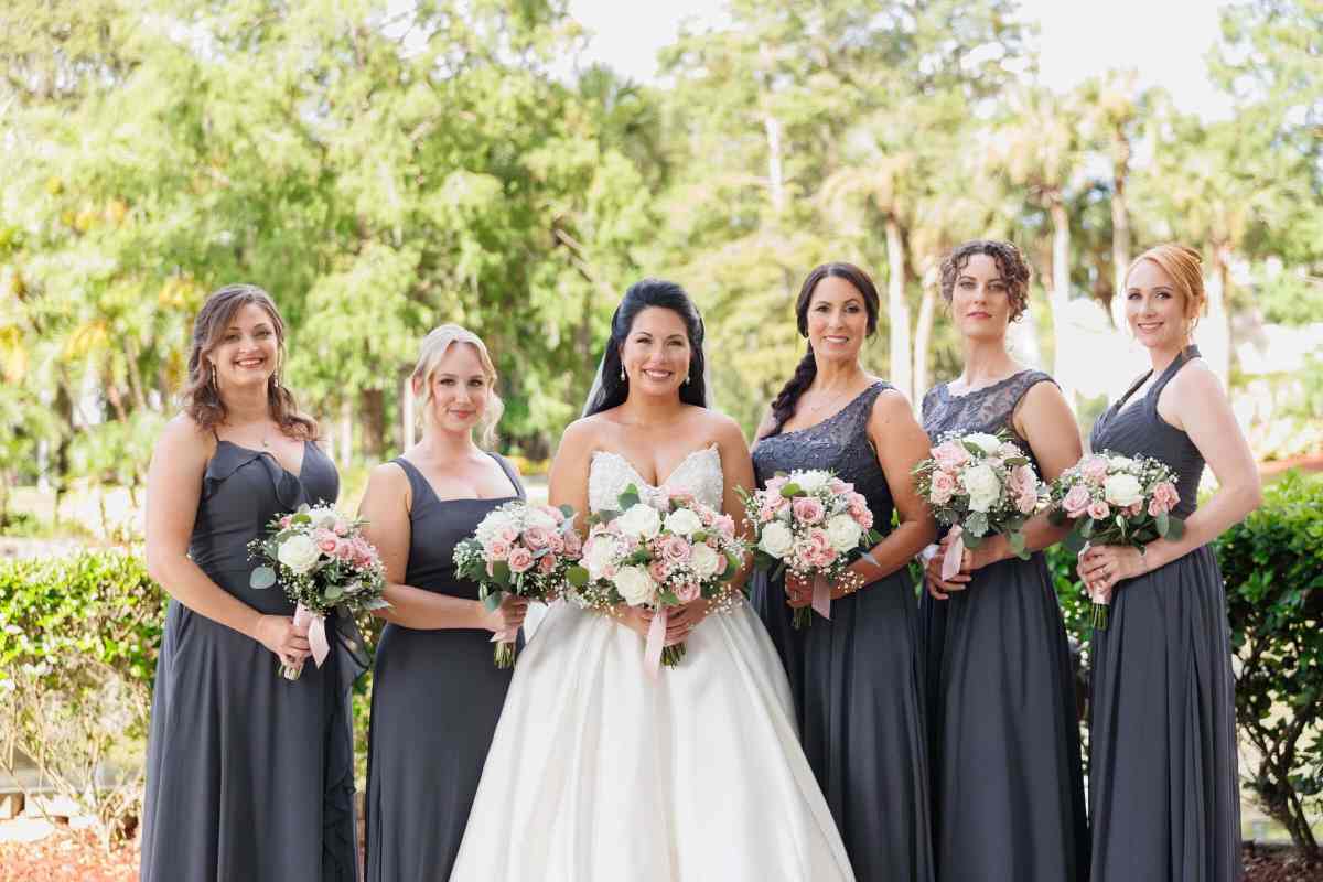 Bride with her bridesmaids