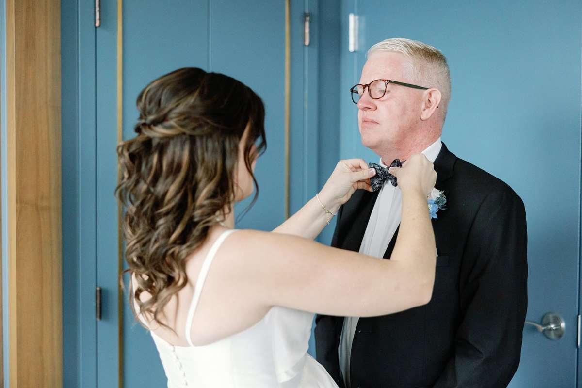 Mairead's first look with her father