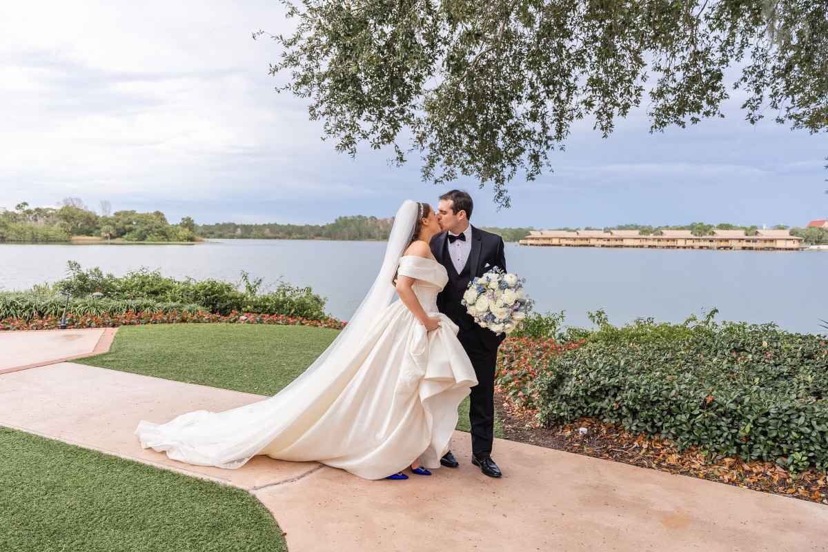 Bride and groom portraits around the Grand Floridian Resort