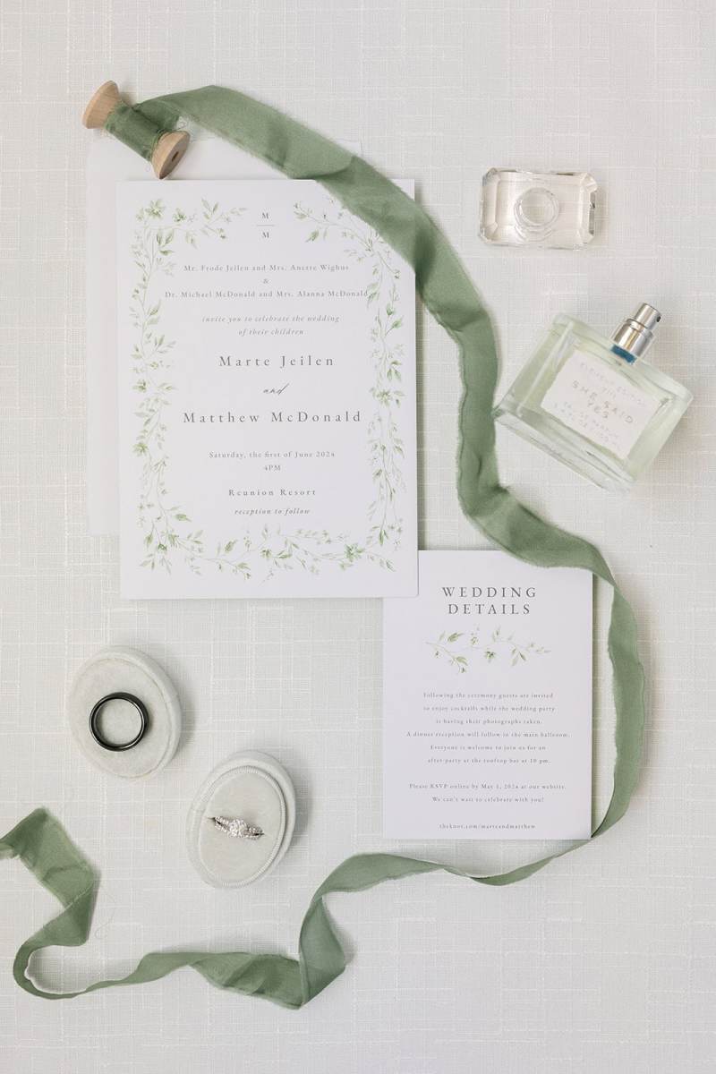 Wedding stationery flat lay