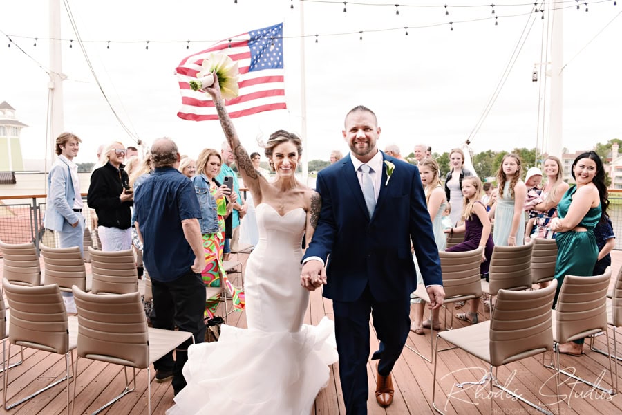 Wedding ceremony on The Bow at Paddlefish Disney Springs