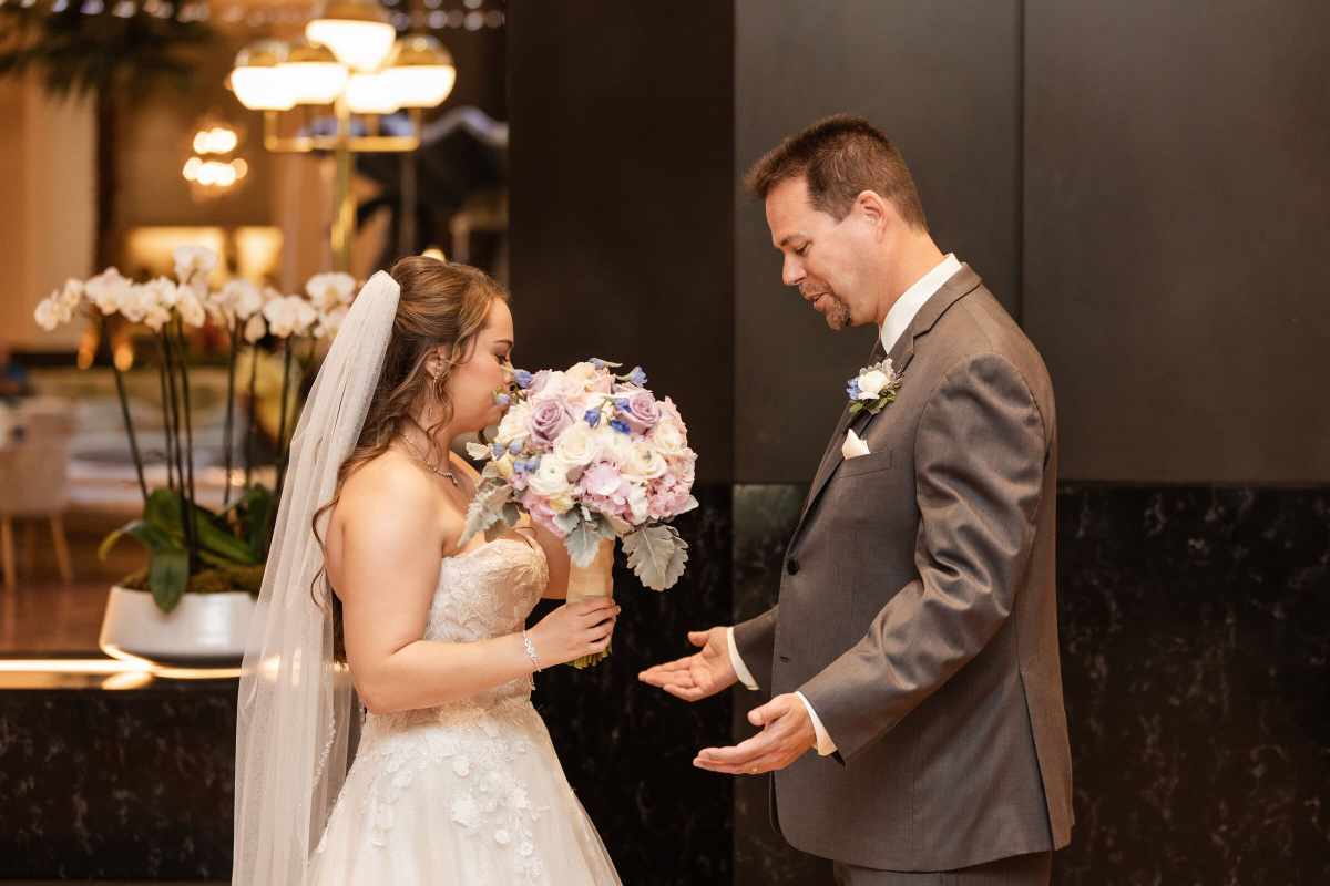 Bride's first look with her father