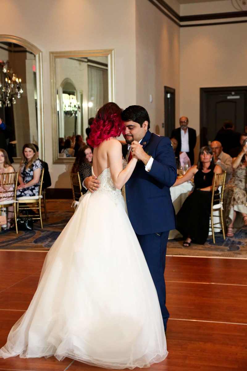 Bride and groom sharing their first dance