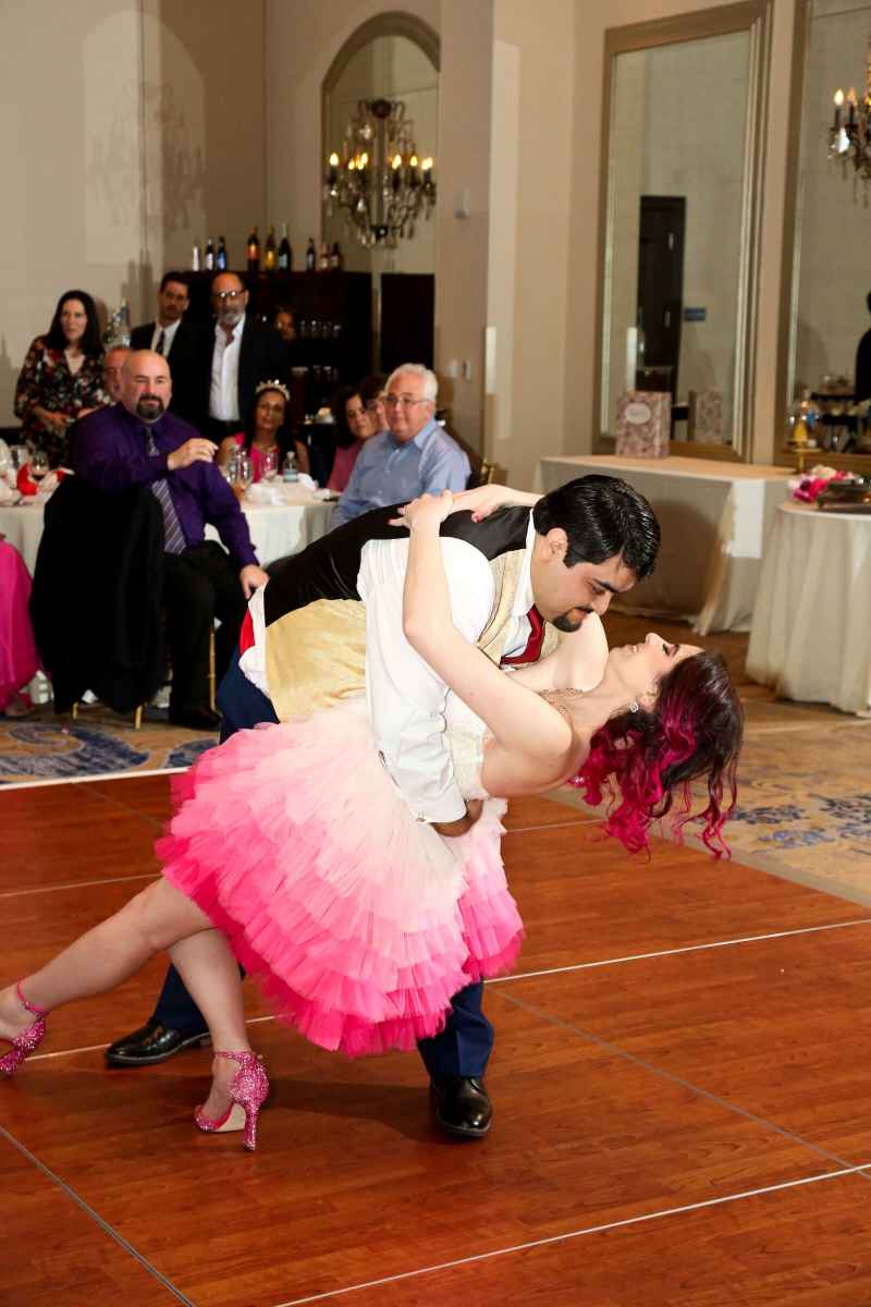 Bride and groom performing a choreographed dance