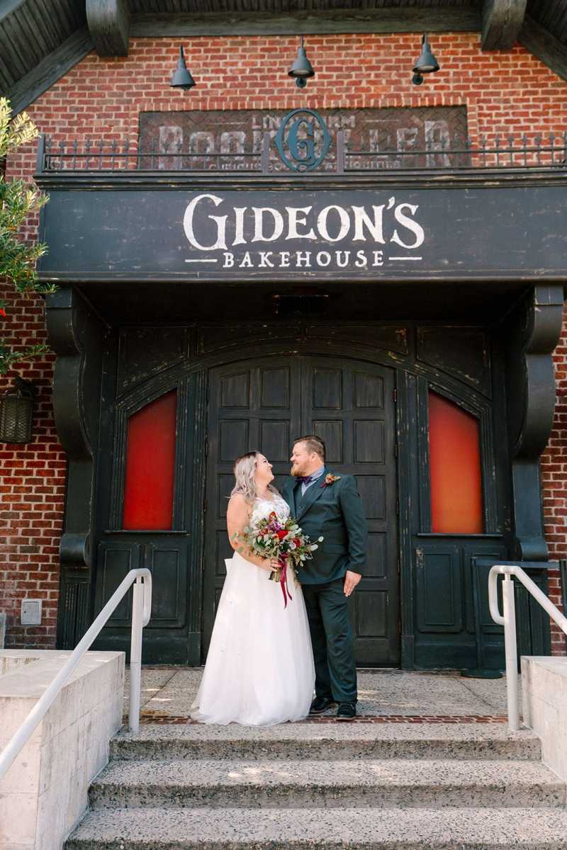Bride and groom at Disney Springs