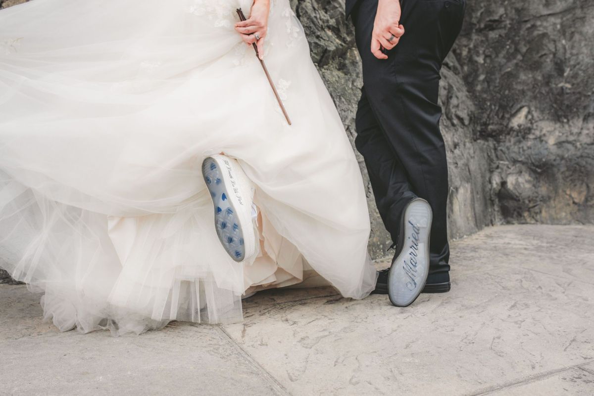 Bride and groom custom sneakers