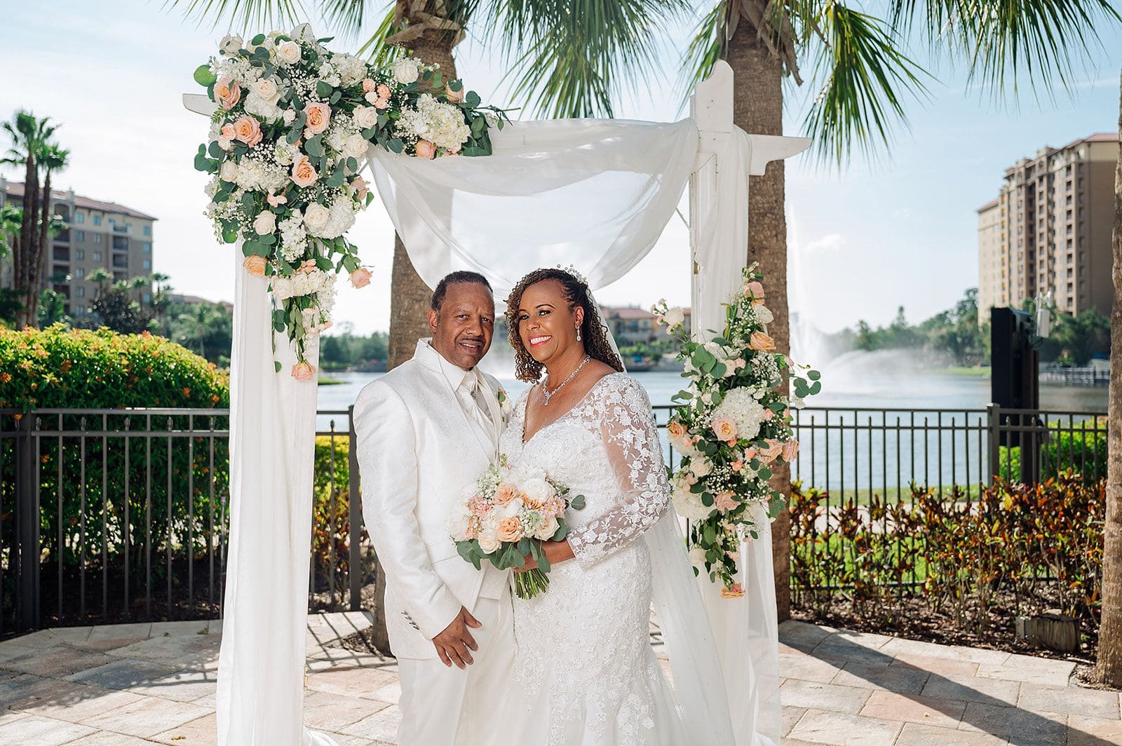 Bride and groom and Wyndham