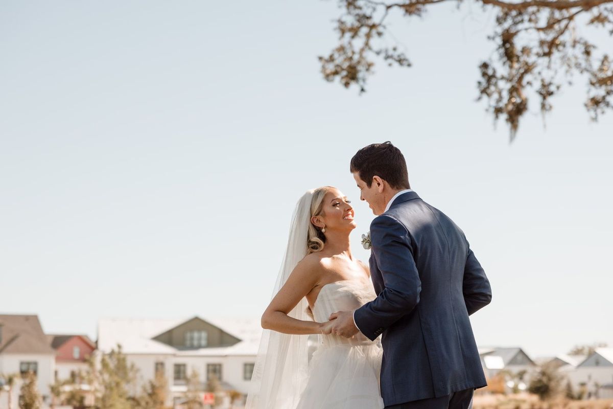 bride and groom first look
