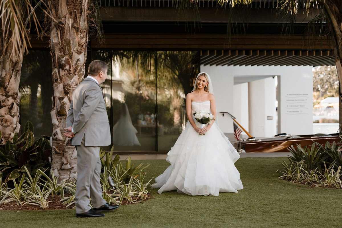 bride meeting down walking down aisle