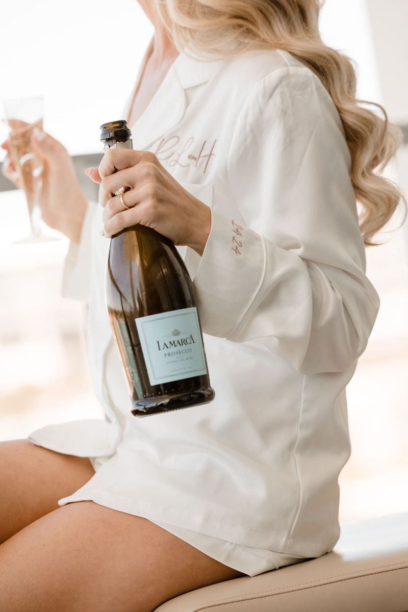 Bride with champagne