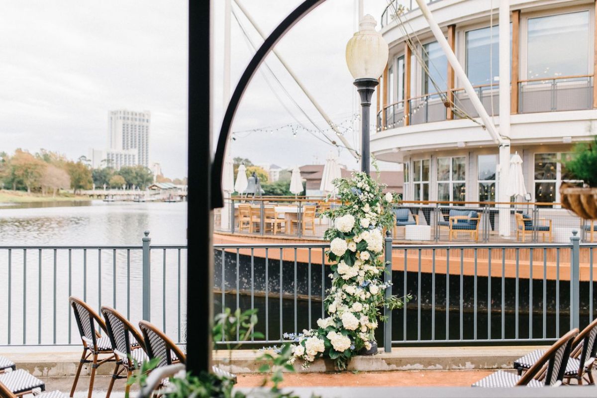 Waterfront ceremony for micro wedding at Disney's Swan and Dolphin venue